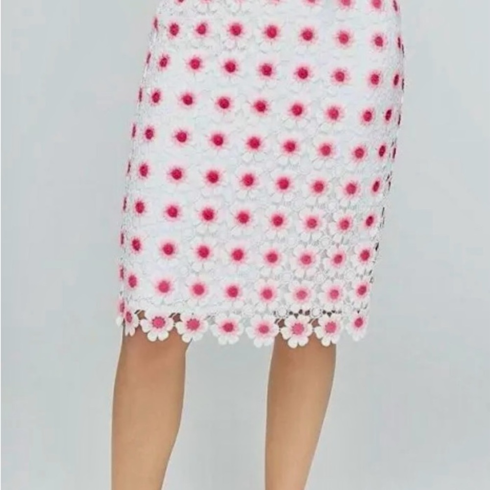 J Crew Floral crochet pencil skirt size 2 pink/white